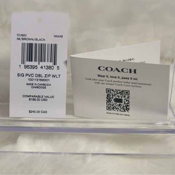 NWT Coach Double Zipper Wristlet Wallet Signature Canvas CU920 Brown Black - Picture 5 of 13